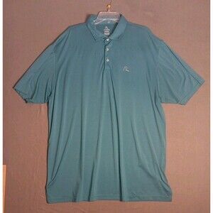 RHOBACK Mens XXXL Teal Striped Golf Polo Shirt Performance Stretch Embroidered